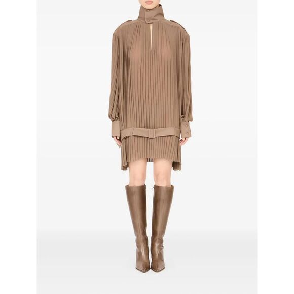 Mm6 Maison Margiela Women Pleated High-Neck Dress